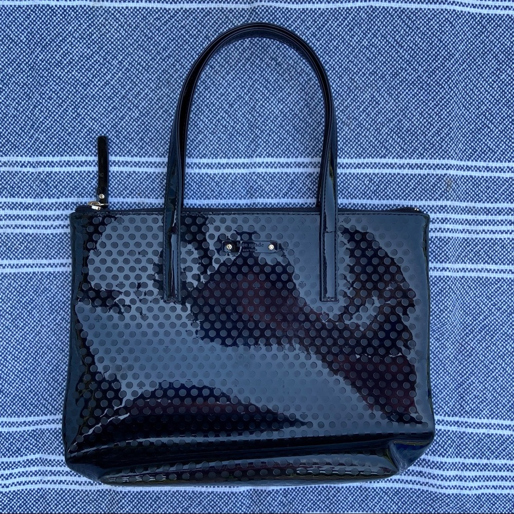 Kate Spade vinyl black polka dot tote